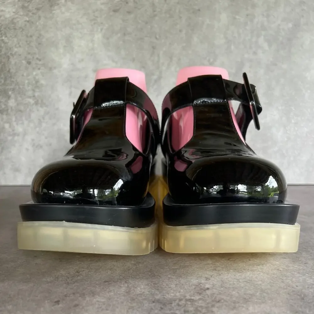 Jeffrey Campbell T-Strap Mary Jane platform shoes patent leather w lug sole Y2K